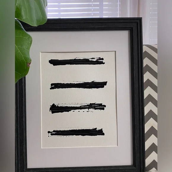 Abstract Acrylic Original Painting On Canvas Paper 9X12 Wall Art Black White - Picture 4 of 5